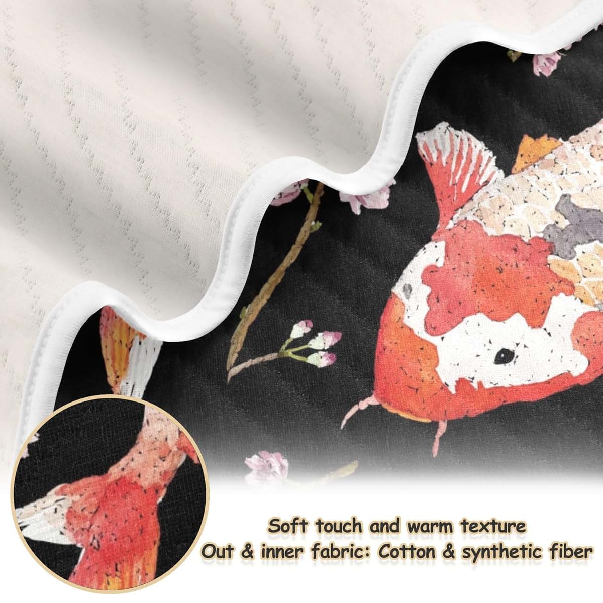 Kigai Koi Fish Black Baby Blanket