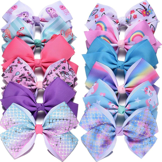 Eyegla 5 Inch Grosgrain Ribbon Hair Bow Clips For Girls