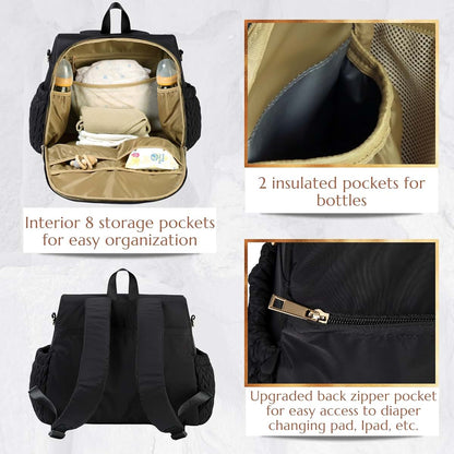 SEWBOO Allie Backpack Stylish Diaper Bag,Travel Baby Bag with Insulated Pockets,Changing Pad, Stroller Clips, Shoulder