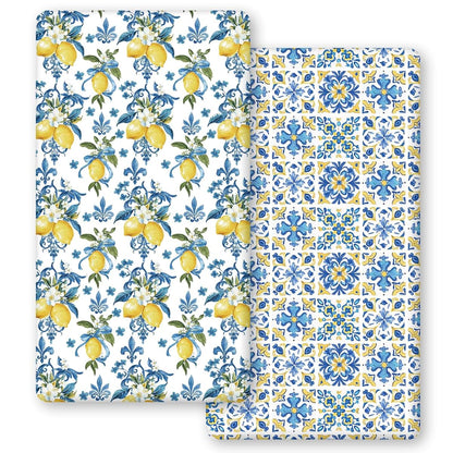 Horaldaily 2-Pack Fitted Crib Sheet, Microfiber Jersey, Lemons Floral