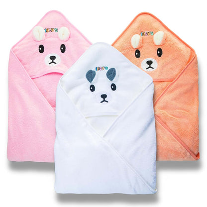 Ioly's Hooded Baby Bath Towel Set of 3, Absorbent for Newborns