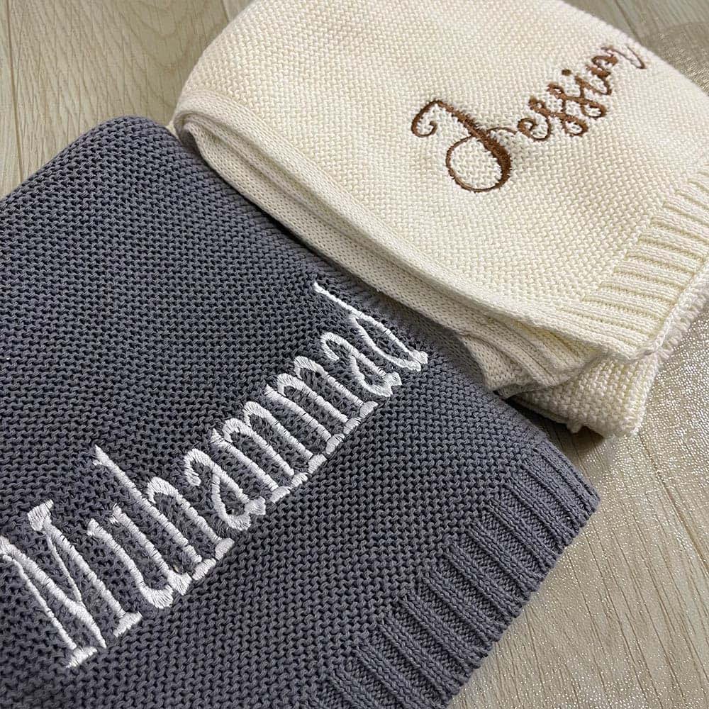 ZoikoM Personalized Knit Baby Blanket | Embroidery Gift for Baby Shower | Stroller Blanket | Monogrammed Newborn Baby (photo 2)