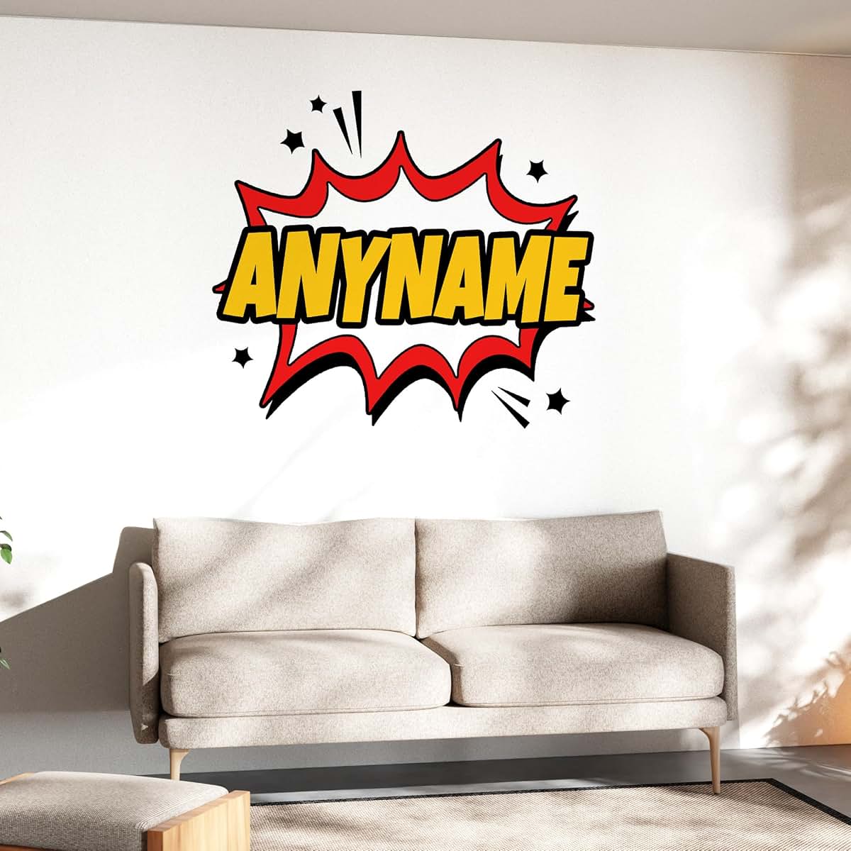SOUTH9STICKER Custom Comic Name Wall Decal Personalized Kids Room UV DTF