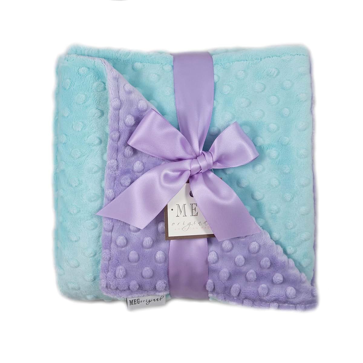 Meg Original Lavender & Aqua Minky Dot Baby Blanket