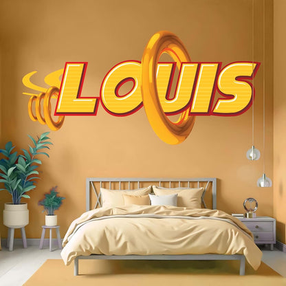 AdesiivoStudio Custom Yellow Motion Name Wall Decal – Personalized Peel and Stick Wall Sticker for Kids Room – Bright