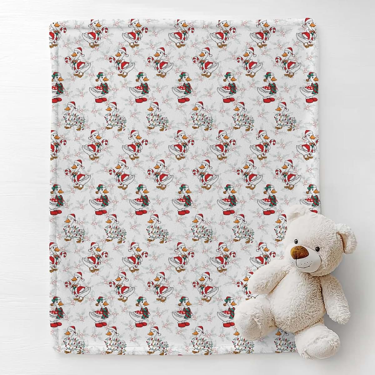 Cstdyfrv Funny Christmas Geese Santa Hat Baby Blanket (photo 2)