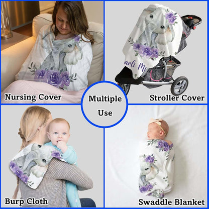 Arteaga Personalized Baby Blanket for Girls - Purple Elephant Design (photo 4)