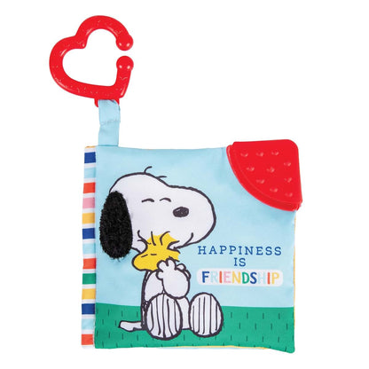 Kids Preferred Peanuts Snoopy Baby Stuff Fun Crinkle Book with On The Go Travel Clip Teether Soft Sensory Book for