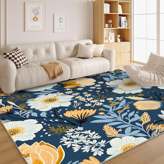 Dyausi Blue Floral Vintage 8x10 Area Rug