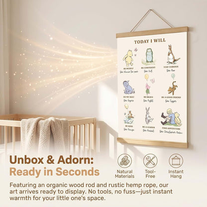 WUAWN Winnie the Pooh Nursery Wall Art, 16x12 Inch Linen Canvas