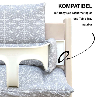 Blausberg Baby - Coated Cushion Set for Tripp Trapp High Chair of Stokke - Happy Star Gray - 100% Made in Germany, All (photo 4)