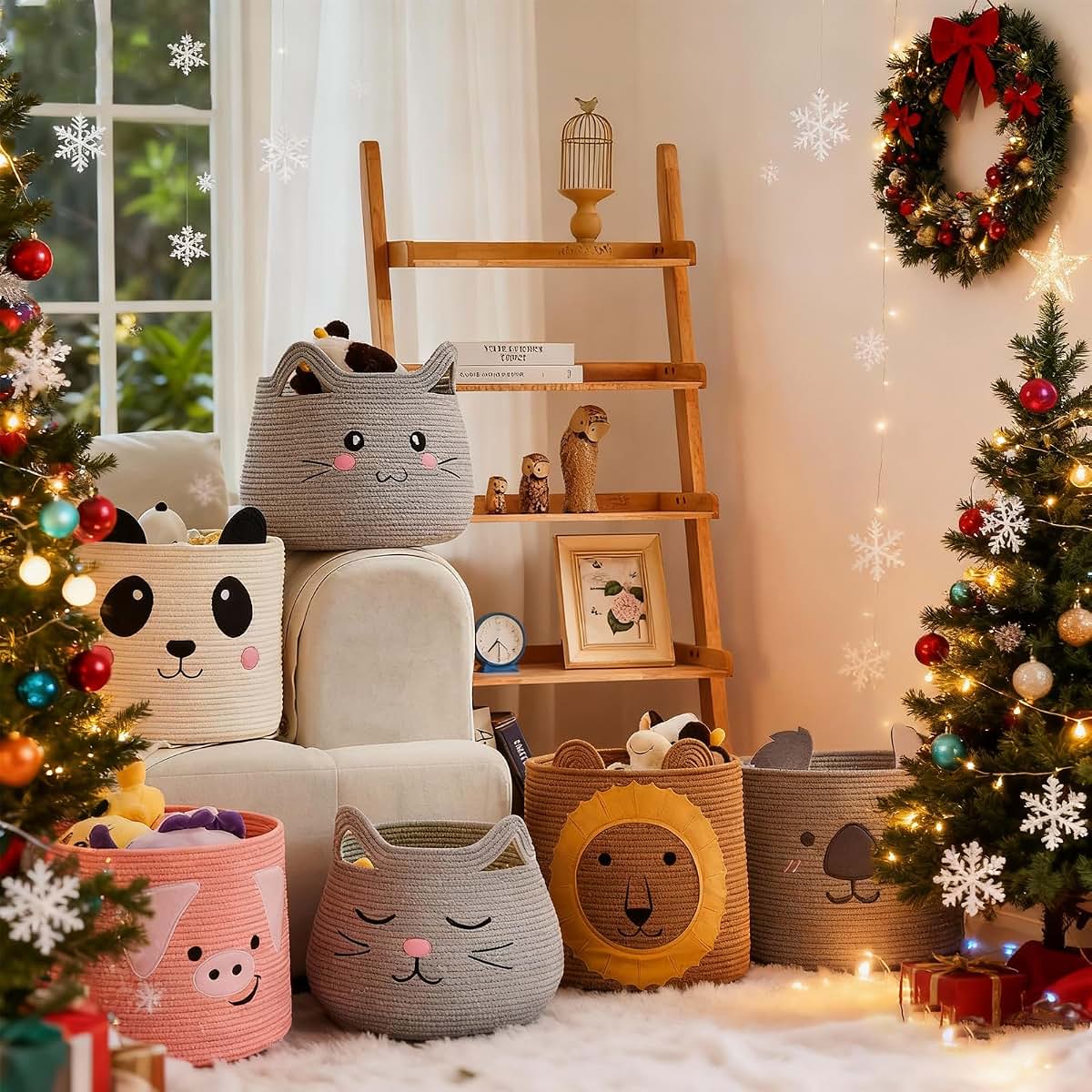 Omerai Koala Cotton Rope Basket, Grey Foldable Storage Bin
