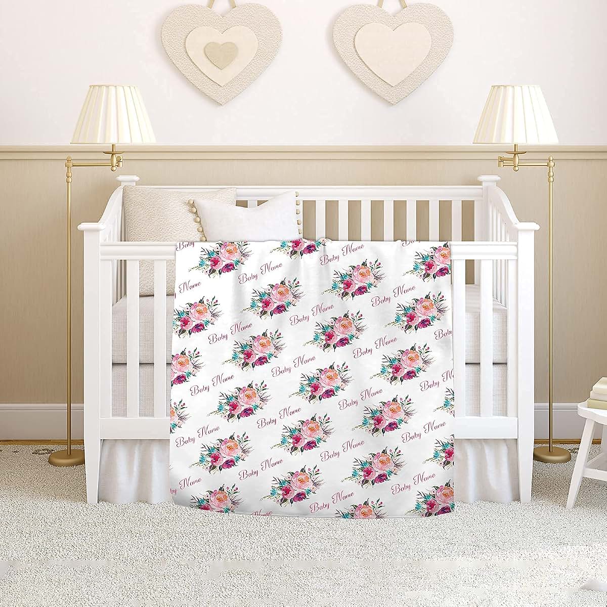 Gifts Everywhere Cute Designs Beautiful Flower Blanket for Baby kid girl,Soft Plush Floral Minky Dot Toddler Catch Baby