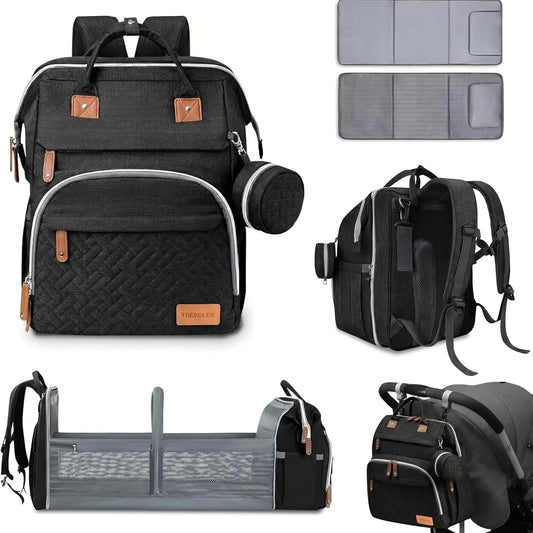 Treboler Diaper Bag Backpack with Changing Station — Large 15-Pocket Baby Bag, Insulated Pockets, Stroller Straps
