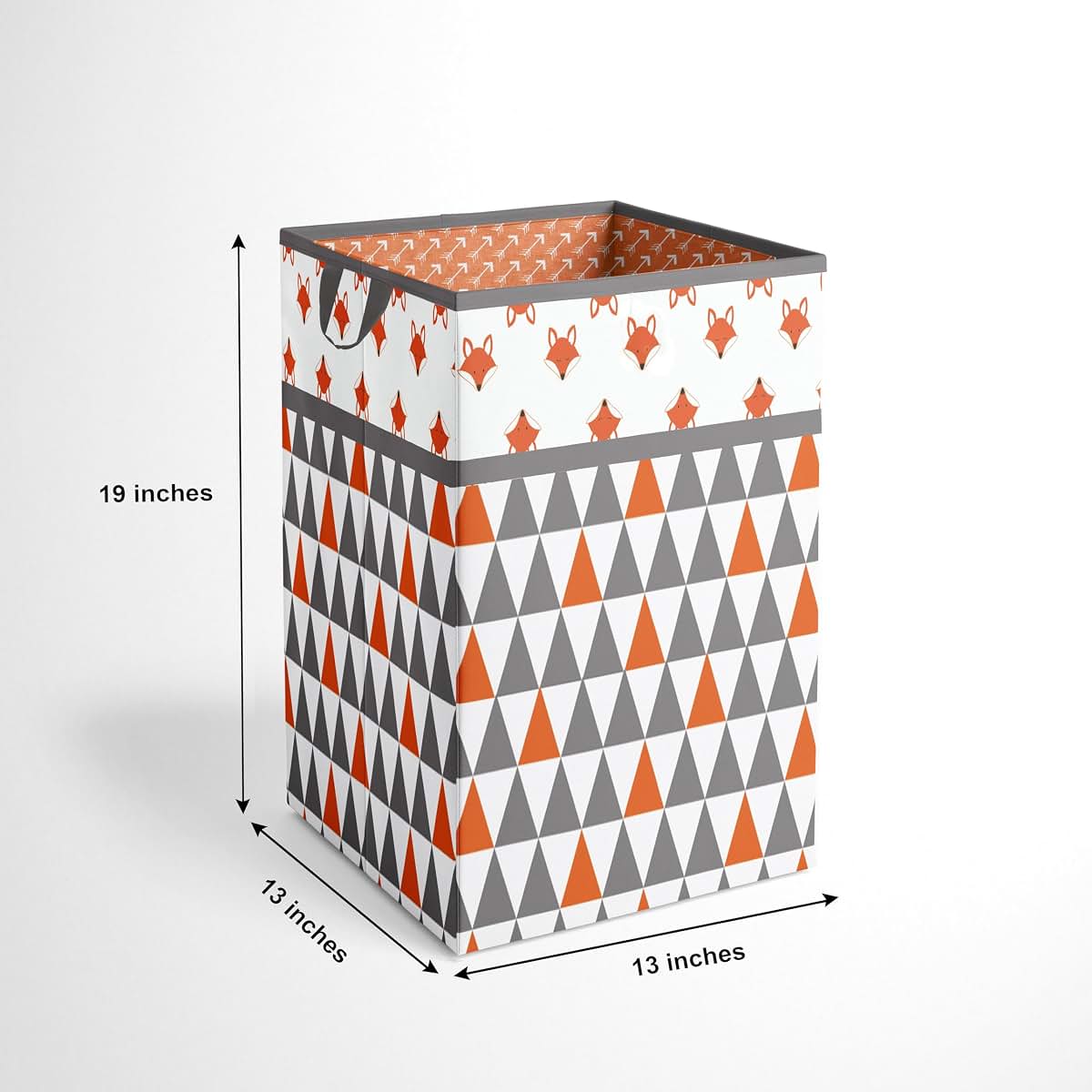 Bacati Playful Fox Orange/Grey Collapsible Hamper (photo 4)