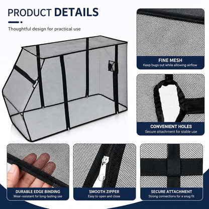 SHINETEC Wagon Mosquito Net Cover with Zipper, 35 x 20 Inches, Black