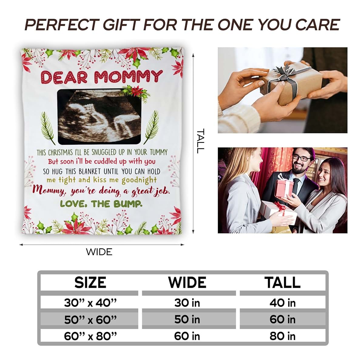 LovelyGifts99 Personalized Ultrasound Blanket, Dear Mommy This Mothers Day I'll Be Snuggled Up In Your Tummy, Christmas (photo 3)