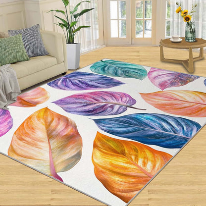 Hygiuid Watercolor Leaves Area Rug 5x6 Low Pile Machine Made Decor (photo 3)