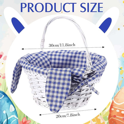 Willow Woven Bunny Basket with Plaid Liners