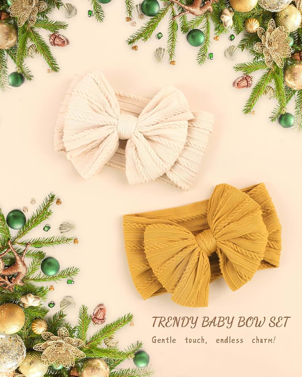 Lalaura 6-Piece Baby Girl Stretchy Nylon Bow Headband Set (photo 3)