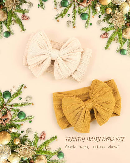 Lalaura 6-Piece Baby Girl Stretchy Nylon Bow Headband Set (photo 3)