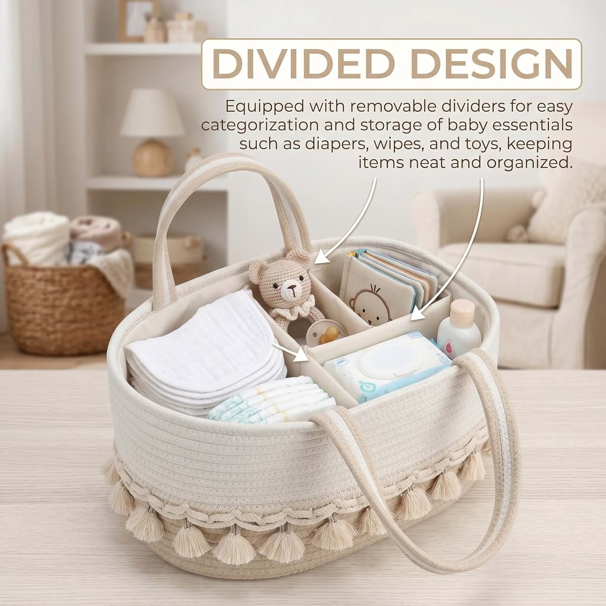 AwnsIMfreien Baby Diaper Caddy Organizer with Detachable Dividers (photo 3)