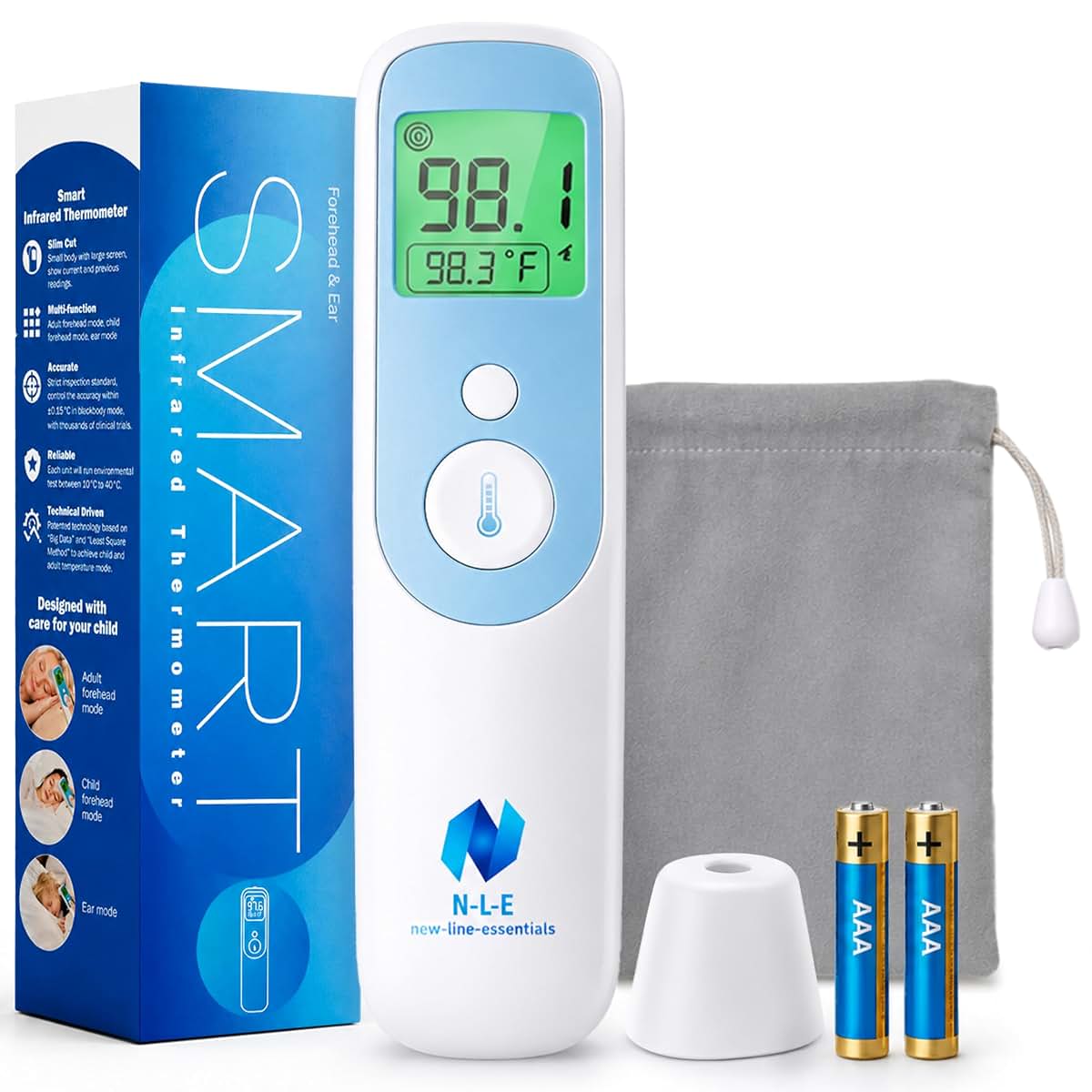 N-L-E-New-Line-Essentials Clinical Thermometer for Forehead and Ear