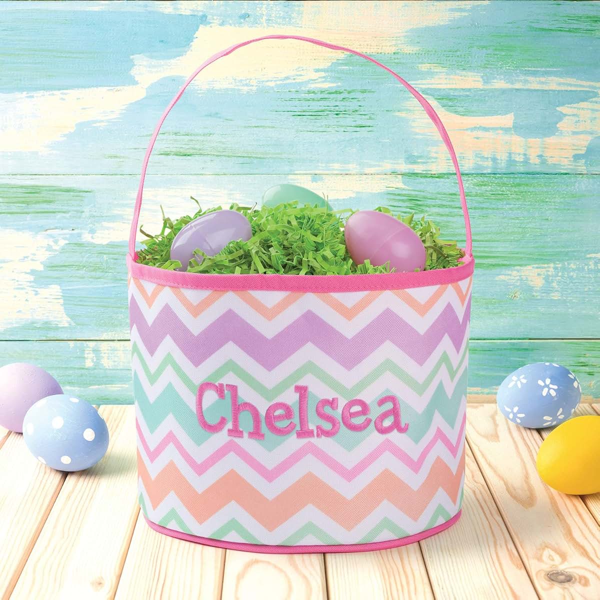 Personalized Planet Chevron Bucket Bag With Custom Name (photo 2)
