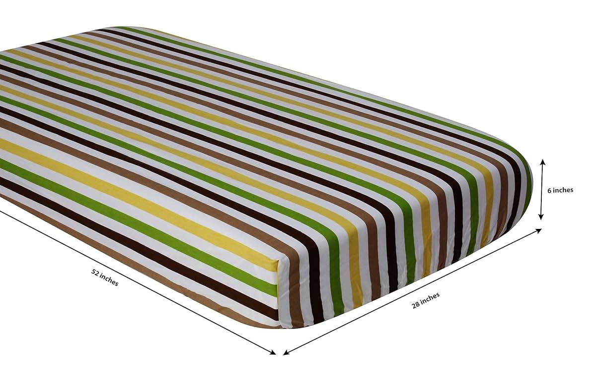 Bacati Mod Dots/Stripes Green/Choco Stripes Crib Sheet (photo 4)