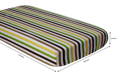 Bacati Mod Dots/Stripes Green/Choco Stripes Crib Sheet (photo 4)