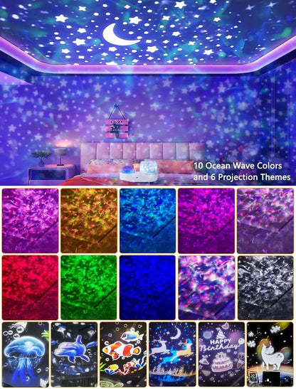Ocean Wave Projector Night Light for Kids Bedroom Decor