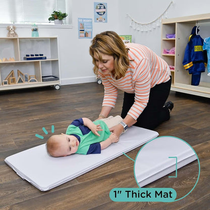 Children's Factory Vinyl Changing Pad with Waterproof Seams, 39 x 17 Inch Wipeable Portable Baby Mat