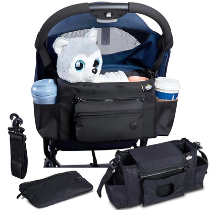 Renaissance Baby - Universal Stroller Organizer - Multifunctional Stroller Caddy With Cup Holders - Non Slip Straps For