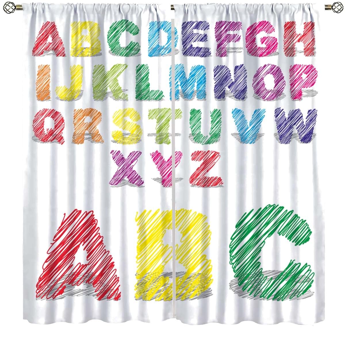 SENRUEGT ABC Alphabet Kids Bedroom Curtains, 42x45 inch