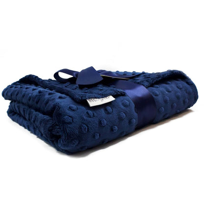 MEG ORIGINAL Baby Boy Blanket in Double-Sided Navy Blue Made from Super Soft Minky Dot Material, 335 (photo 3)