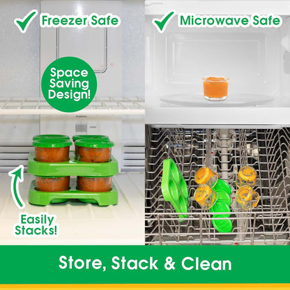 Sprout Cups Glass Baby Food Storage Containers 4-Pack With Tray (photo 3)
