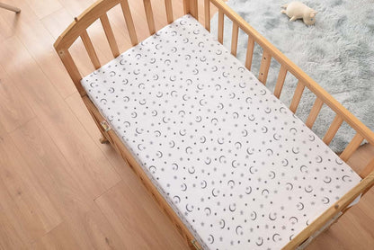 BabyOneStop Microplush Fitted Crib Sheets With Moon And Stars 28 X 52 Inch