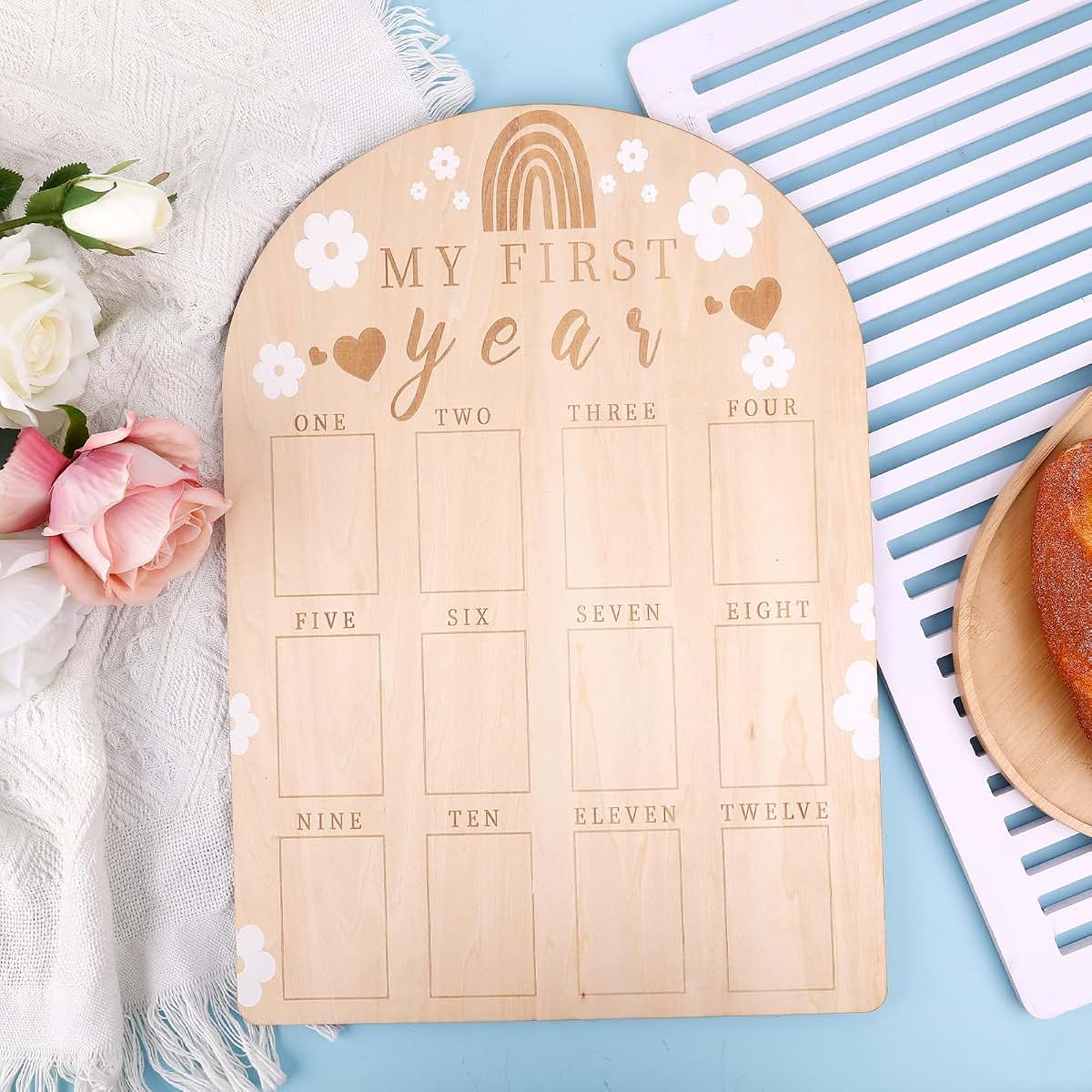 First Year Milestone Photo Display Board for Nursery Decor