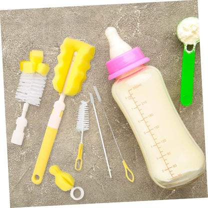 ibasenice 6-Piece Bottle Cleaning Brush Set with Long Handle, Yellow