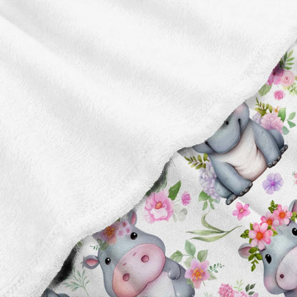 HORSESBLANKET Hippo Floral Blanket Gifts for Girls Boys, Ultra Soft Cozy Hippo Floral Blanket for Boys Girls Bedding (photo 4)
