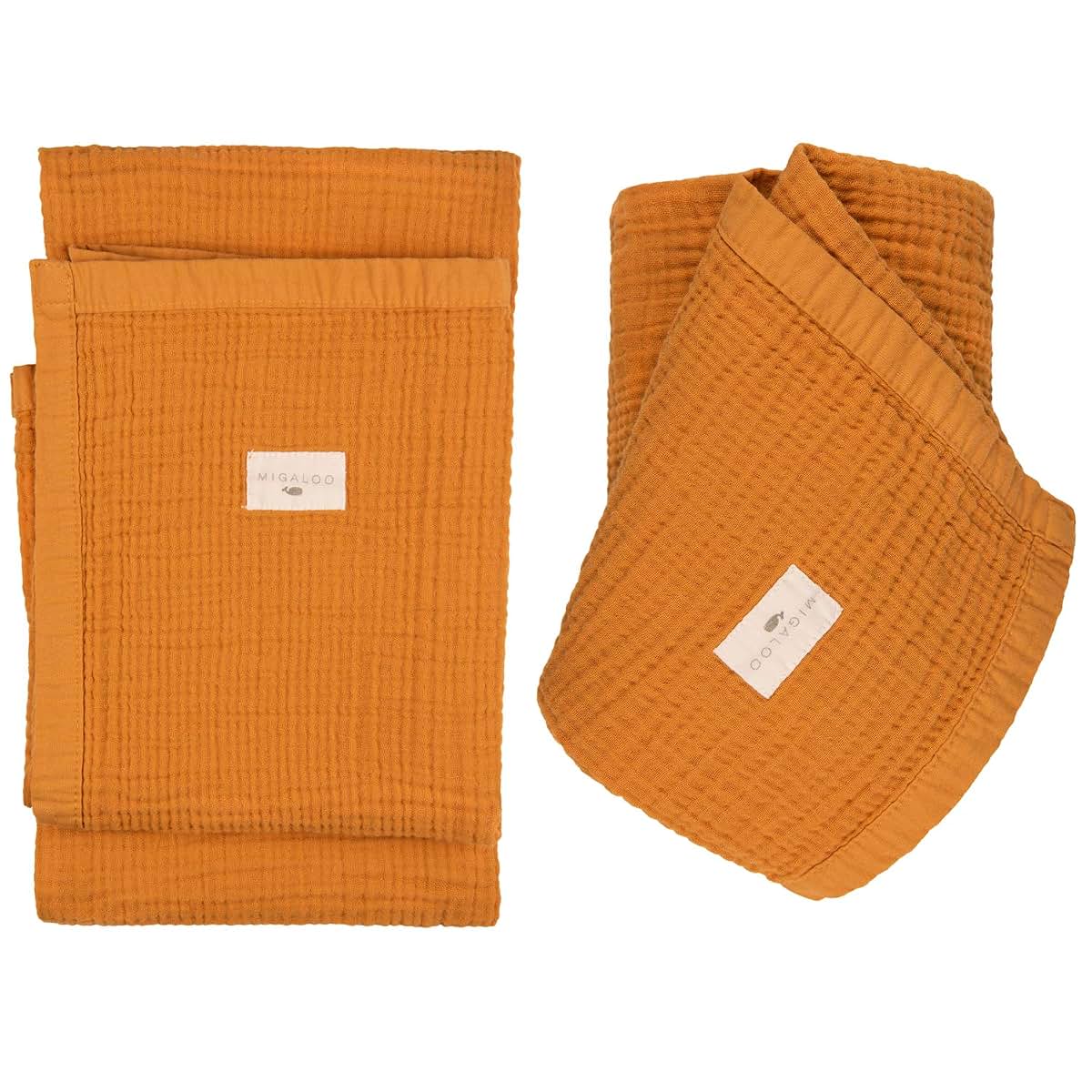 Migaloo Muslin Swaddle Blanket, Tangerine 4-Layer Cotton (photo 3)