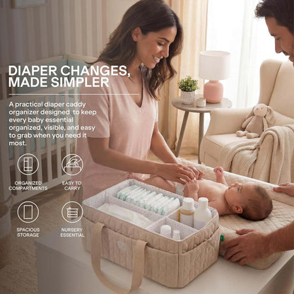 Koala Babycare Baby Diaper Caddy Organizer - Large Portable Nursery Storage Baby Basket with Handles for Newborn (photo 2)