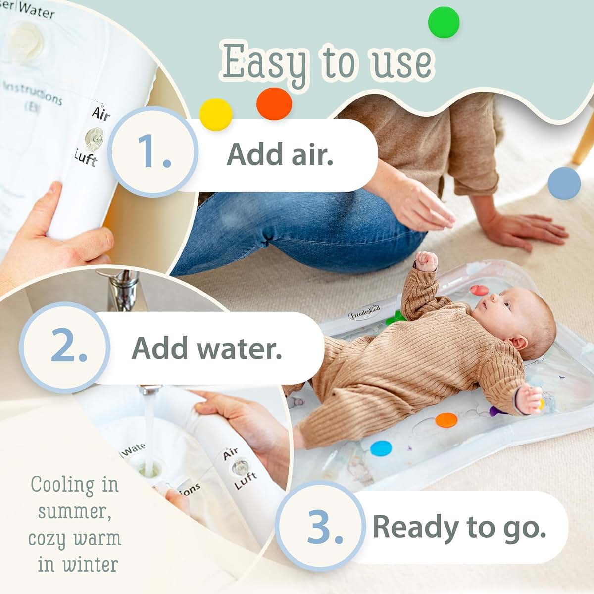 Freudeskind Tummy Time Water Mat – Circus Animals Small (photo 4)