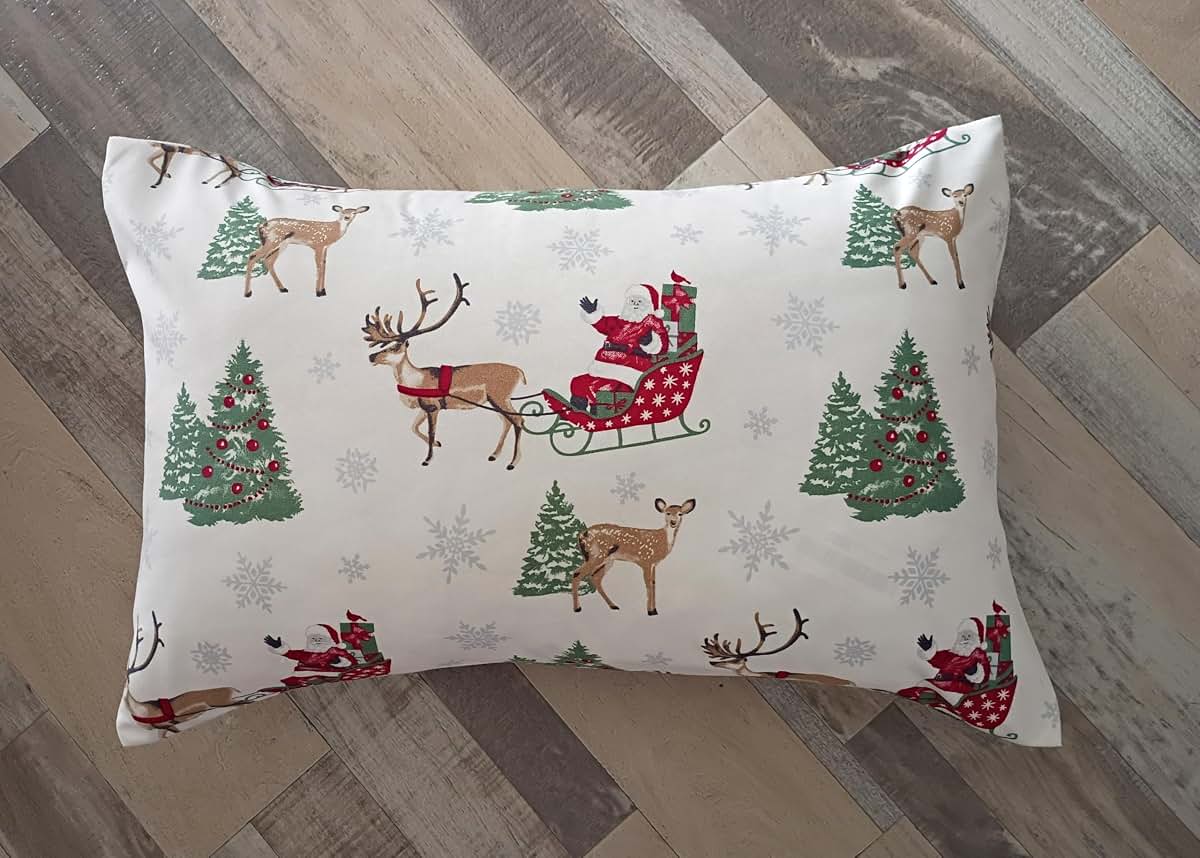 Ella & Max Santa Sleigh Reindeer Print Toddler Travel Pillowcase (photo 2)