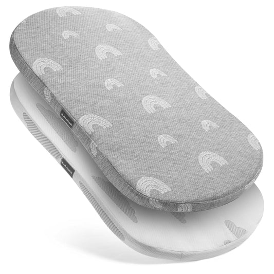 BaeBae Goods Baby Bassinet Mattress Topper, Waterproof Replacement Pad with Removable & Washable Mattress Covers (for