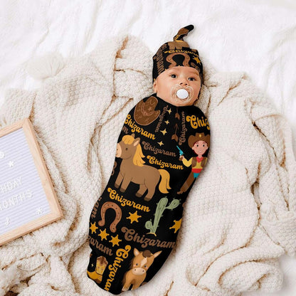 YallLocoMo Newborn Swaddle Blanket and Hat Set (photo 4)