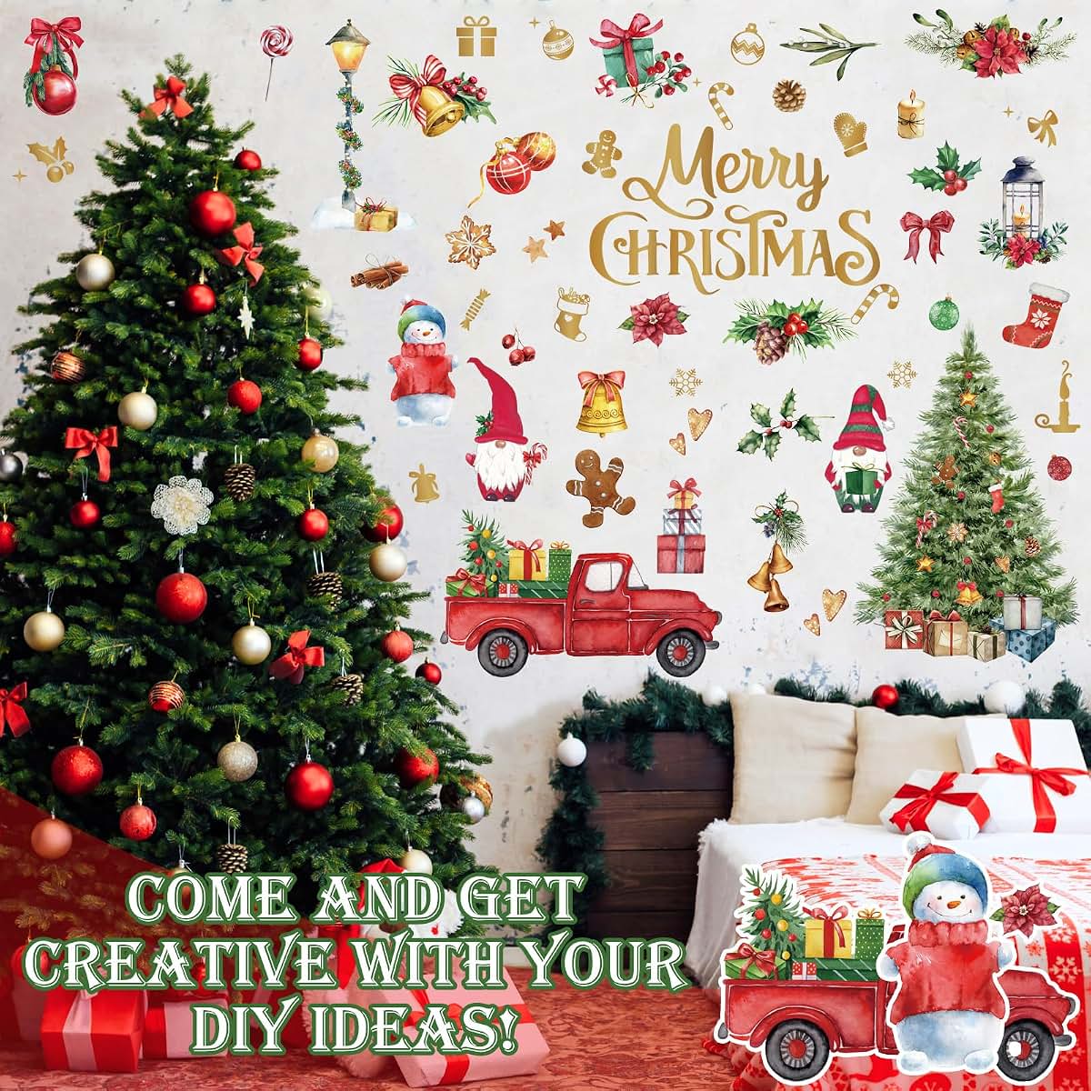 Cholemy Christmas Tree Wall Decal Stickers 4 Sheet Set