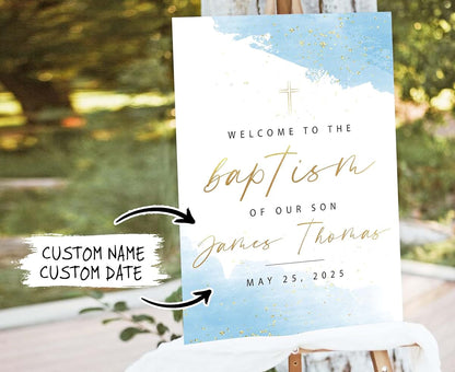 Motive Gift Dusty Blue Baptism Welcome Sign Poster