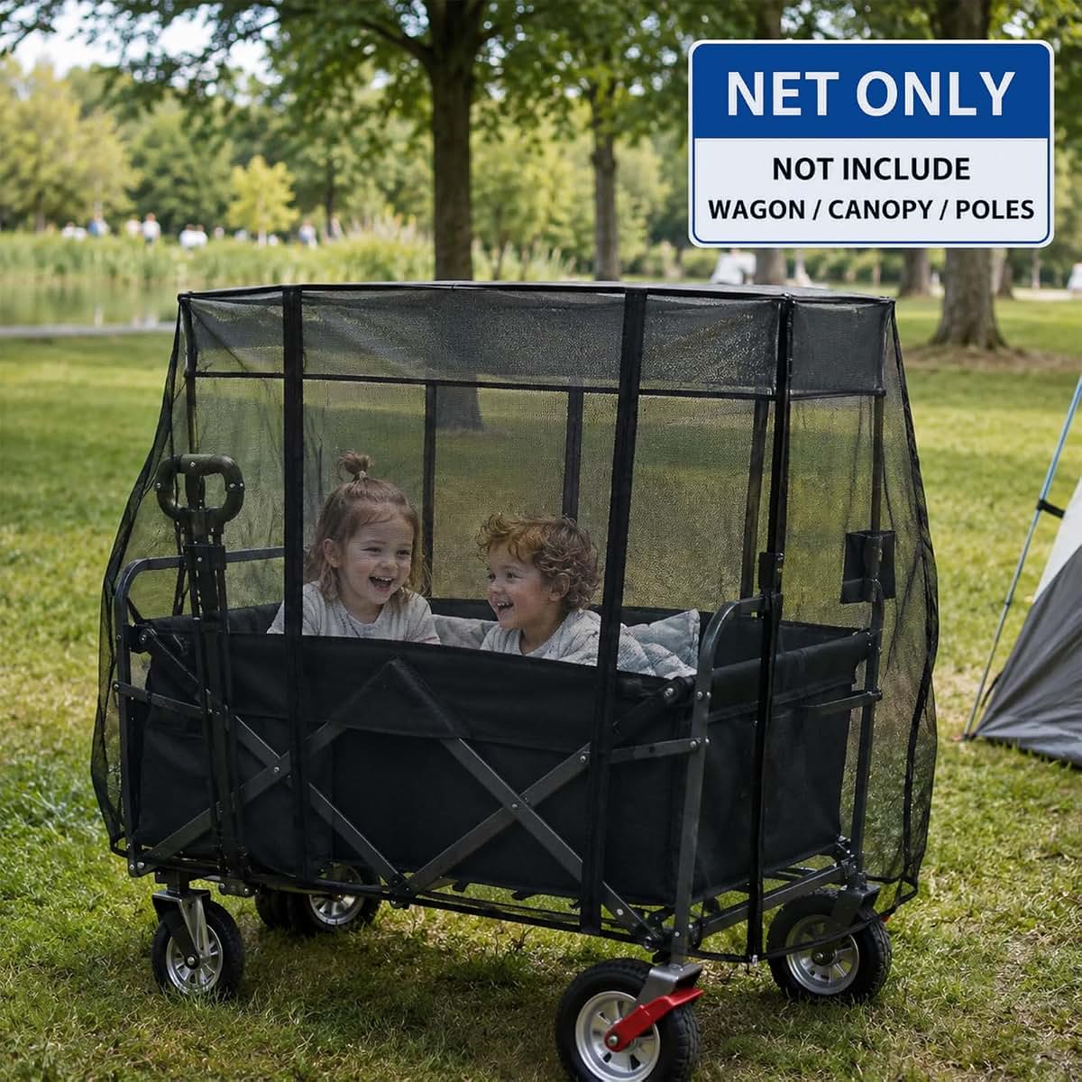 SHINETEC Wagon Mosquito Net Cover with Zipper, 35 x 20 Inches, Black