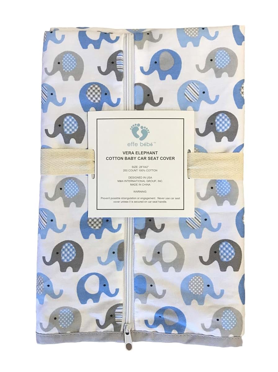 MELKESDE Vera Elephant 100% Breathable Cotton Baby Car Seat Cover (photo 3)